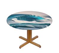 WXZYFP Cartoon Blue sea Wave A Variety of Round Table Covers, Made of 100% Polyester, can Protect The Tabletop.