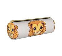 WXZYFP Cartoon cute little lion Environmentally friendly cross-grain leather pencil case, lightweight and portable, suitable for daily use.