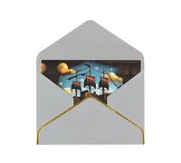 WXZYFP Cartoon pirate ship Light Grey Gold-edged pearlescent paper greeting card, the paper is thick and tough, and it can be opened and closed by folding.