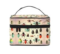 WXZYFP Cartoon small insects Multifunctional portable cosmetic bag with internal and external layered design, easy to organize various supplies.