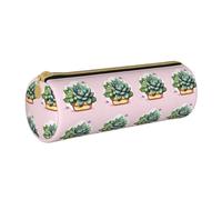 WXZYFP Cartoon Succulents Environmentally friendly cross-grain leather pencil case, lightweight and portable, suitable for daily use.