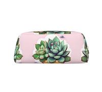 WXZYFP Cartoon Succulents The pencil case is made of cross-grain leather (PVC), 100% polyester lining, and full-screen printing