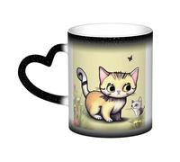 WXZYFP Cat and Butterfly Black It is a color-changing mug, black for cold and white for hot, and more durable after hand washing.pajamas for women short sleeve,pajama tops for women short sleeve,
