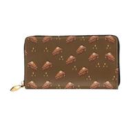 WXZYFP Chocolate Squares Cake Leather long wallet, double-sided printing, microfiber leather material, unisex, waterproof and durable, Black, One Size
