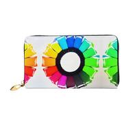 WXZYFP Colored crayon circles Leather long wallet, double-sided printing, microfiber leather material, unisex, waterproof and durable