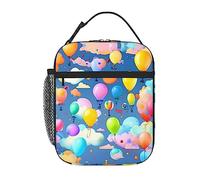 WXZYFP Colorful Balloons Portable insulated lunch bag, rich colors, Oxford cloth (100% polyester) + quilting + PEVA