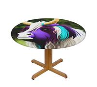 WXZYFP Colorful Cow's Head A Variety of Round Table Covers, Made of 100% Polyester, can Protect The Tabletop.