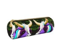 WXZYFP Colorful cow's head Environmentally friendly cross-grain leather pencil case, lightweight and portable, suitable for daily use.