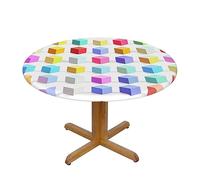 WXZYFP Colorful Cubes A Variety of Round Table Covers, Made of 100% Polyester, can Protect The Tabletop.