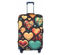 WXZYFP Colorful hearts The protective cover for the suitcase with a double-sided unique print helps you avoid taking the wrong suitcase during travel., White, Large