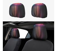 WXZYFP Colorful Rainbow rain Car headrest Cover 2 Pack, Suitable for Most Cars, Elastic Band Closure, Direct Installation, Easy to disassemble