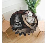 WXZYFP Cowboy Black Hat Western BootsSingle-Sided Printed Round Tablecloth, Suitable for Different Occasions and Washable