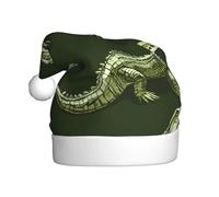WXZYFP Crocodile crawling movements Christmas Santa Hat for Adults, Unisex Velvet Classic Holiday Santa Claus Hat for