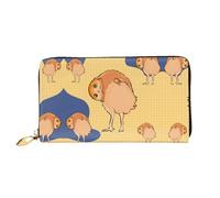 WXZYFP Crooked Owl Leather long wallet, double-sided printing, microfiber leather material, unisex, waterproof and durable