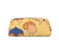 WXZYFP Crooked Owl The pencil case is made of cross-grain leather (PVC), 100% polyester lining, and full-screen printing