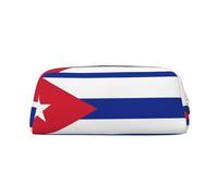 WXZYFP Cuban flag The pencil case is made of cross-grain leather (PVC), 100% polyester lining, and full-screen printing