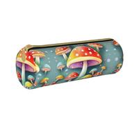 WXZYFP Cute colored mushrooms Environmentally friendly cross-grain leather pencil case, lightweight and portable, suitable for daily use.