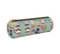 WXZYFP Cute little animals Environmentally friendly cross-grain leather pencil case, lightweight and portable, suitable for daily use.