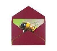 WXZYFP Cute little bee Dark Red Gold-edged pearlescent paper greeting card, the paper is thick and tough, and it can be opened and closed by folding.