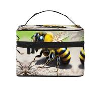 WXZYFP Cute little bee Multifunctional portable cosmetic bag with internal and external layered design, easy to organize various supplies.