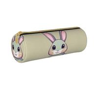 WXZYFP Cute little bunny Environmentally friendly cross-grain leather pencil case, lightweight and portable, suitable for daily use.