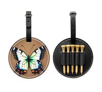 WXZYFP Cute little butterfly Black Single-sided printed PU leather golf tee storage bag, 5-tack design with a 20cm belt clip.