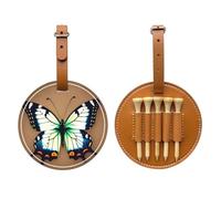 WXZYFP Cute little butterfly Brown Single-sided printed PU leather golf tee storage bag, 5-tack design with a 20cm belt clip.