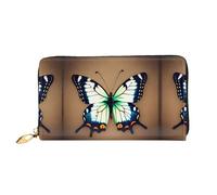 WXZYFP Cute little butterfly Leather long wallet, double-sided printing, microfiber leather material, unisex, waterproof and durable