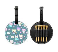 WXZYFP Cute little fox Black Single-sided printed PU leather golf tee storage bag, 5-tack design with a 20cm belt clip.