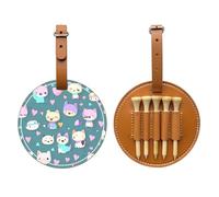 WXZYFP Cute little fox Brown Single-sided printed PU leather golf tee storage bag, 5-tack design with a 20cm belt clip.