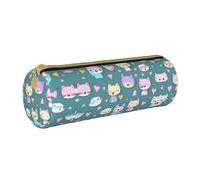 WXZYFP Cute little fox Environmentally friendly cross-grain leather pencil case, lightweight and portable, suitable for daily use.