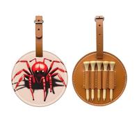 WXZYFP Cute little red spider Brown Single-sided printed PU leather golf tee storage bag, 5-tack design with a 20cm belt clip.