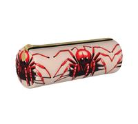 WXZYFP Cute little red spider Environmentally friendly cross-grain leather pencil case, lightweight and portable, suitable for daily use.
