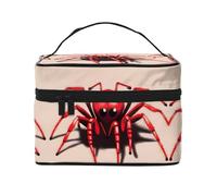 WXZYFP Cute little red spider Multifunctional portable cosmetic bag with internal and external layered design, easy to organize various supplies.