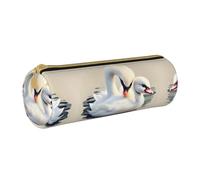 WXZYFP Cute little swan Environmentally friendly cross-grain leather pencil case, lightweight and portable, suitable for daily use.