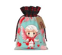 WXZYFP Cute loving boy Colorblock linen drawstring gift bag, 100% polyester, suitable for Christmas gift packaging