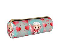 WXZYFP Cute loving boy Environmentally friendly cross-grain leather pencil case, lightweight and portable, suitable for daily use.