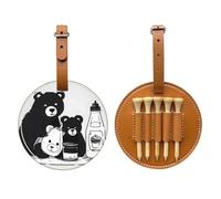 WXZYFP Cute milk bottle bear Brown Single-sided printed PU leather golf tee storage bag, 5-tack design with a 20cm belt clip.