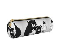 WXZYFP Cute milk bottle bear Environmentally friendly cross-grain leather pencil case, lightweight and portable, suitable for daily use.