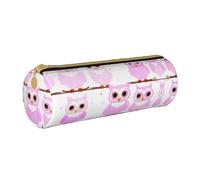 WXZYFP Cute owl Environmentally friendly cross-grain leather pencil case, lightweight and portable, suitable for daily use.