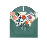 WXZYFP Cute white tiger Dark Green Pearlescent paper greeting cards, shining on both sides, suitable for holiday greetings.