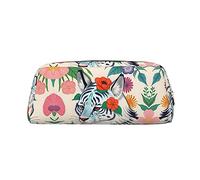 WXZYFP Cute white tiger The pencil case is made of cross-grain leather (PVC), 100% polyester lining, and full-screen printing