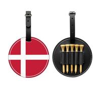 WXZYFP Danish flag Black Single-sided printed PU leather golf tee storage bag, 5-tack design with a 20cm belt clip.