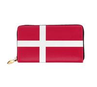 WXZYFP Danish flag Leather long wallet, double-sided printing, microfiber leather material, unisex, waterproof and durable