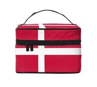 WXZYFP Danish flag Multifunctional portable cosmetic bag with internal and external layered design, easy to organize various supplies.