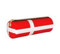 WXZYFP Denmark Danish Flag Environmentally friendly cross-grain leather pencil case, lightweight and portable, suitable for daily use.