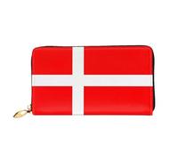 WXZYFP Denmark Danish Flag Leather long wallet, double-sided printing, microfiber leather material, unisex, waterproof and durable, Black, One Size