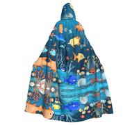 WXZYFP Desert Grapes Cloak with Hood Cape for Halloween Cosplayã€‚, Blue Underwater World of Fish, One Size