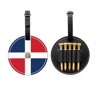 WXZYFP Dominican Republic Black Single-sided printed PU leather golf tee storage bag, 5-tack design with a 20cm belt clip.