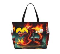 WXZYFP Dragon King in Fire It is a large-capacity beach travel bag made of 100% polyester and has 7 pockets that can hold a lot of items.